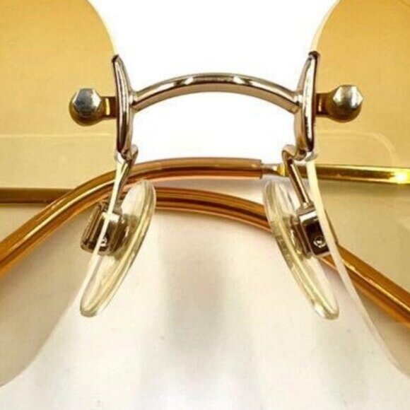 💛 RARE Chanel Vintage Sunglasses Rhinestone CC Logo Rimless Gradient Gold Tint - Picture 14 of 14